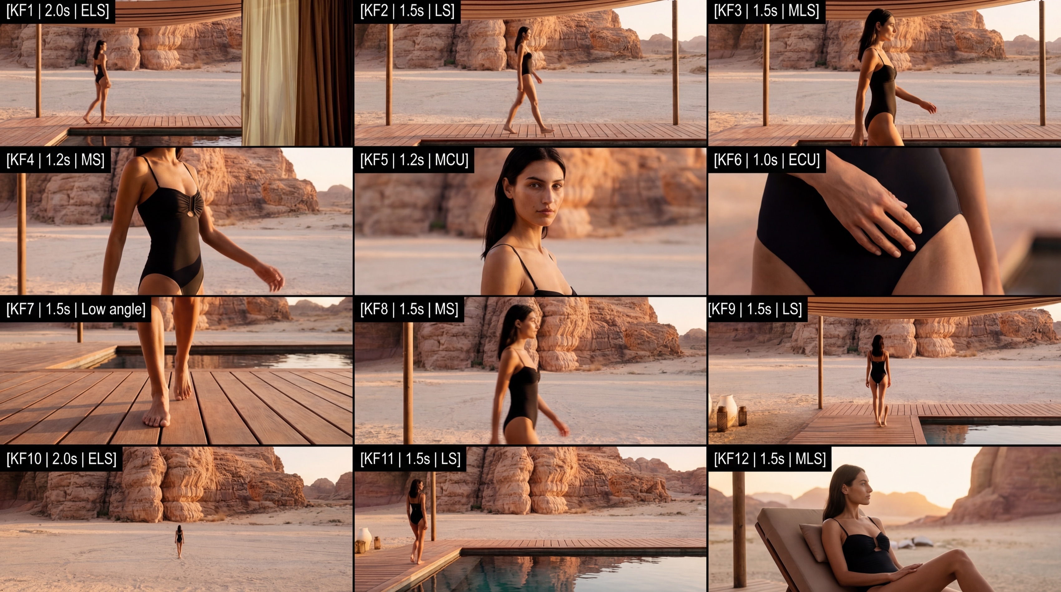 Sequence 01 — Resort, 12 keyframes